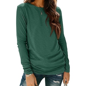 image:imageATHMILE Womens Long Sleeve Shirts Basic Tee Casual Tops Cotton Underscrub  Fall Clothes Loose Fit Winter Fashion Teen Girl School Outfits Teacher Ladies BusinessDark Green