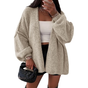 image:imageATHMILE Womens Oversized Cardigan Sweaters Fall Fashion Clothes  Long Lantern Sleeve TrendyChunky Knit Open FrontCozy Thick Winter OutfitsGrey Beige