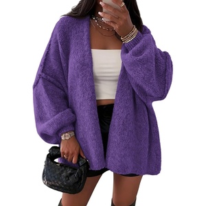 image:imageATHMILE Womens Oversized Cardigan Sweaters Fall Fashion Clothes  Long Lantern Sleeve TrendyChunky Knit Open FrontCozy Thick Winter OutfitsPurple