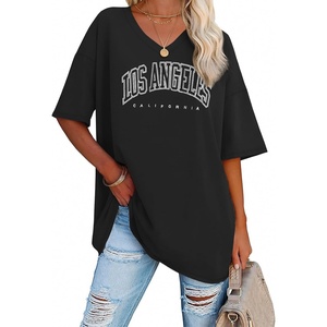 image:imageATHMILE Womens Oversized Shirts V Neck Plus Size Spring Workout Summer Tops Beach Vacation 2026 Gym Clothes Basic TeeBlack1