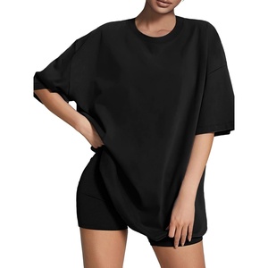 image:imageATHMILE Womens Oversized T Shirts Loose Fit Crewneck Short Sleeve Tops Summer Casual Blouse Y2K Basic Tee 2023Black