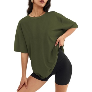 image:imageATHMILE Womens Oversized T Shirts Short Sleeve Workout Tops  Cotton Casual Loose Fit Basic Graphics Gym Summer Plus Size Fashion ClothesArmygreen