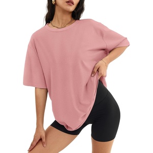 image:imageATHMILE Womens Oversized T Shirts Short Sleeve Workout Tops  Cotton Casual Loose Fit Basic Graphics Gym Summer Plus Size Fashion ClothesCameo Pink