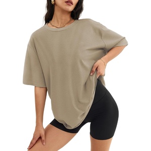 image:imageATHMILE Womens Oversized T Shirts Short Sleeve Workout Tops  Cotton Casual Loose Fit Basic Graphics Gym Summer Plus Size Fashion ClothesKhaki