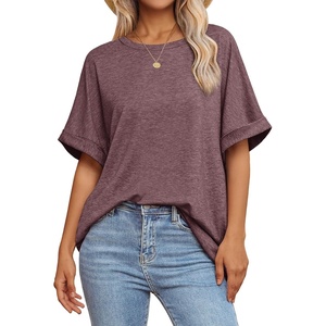 image:imageATHMILE Womens Oversized T Shirts Summer Tops Spring Casual Loose Fit Workout Short Sleeve 2026 Beach VacationWine Red