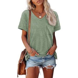 image:imageATHMILE Womens T Shirts Short Sleeve V Neck Summer Tops Basic Tees  Lightweight Breathable Casual Sorf Plus Size Spring Summer Tops ClothesGray Green