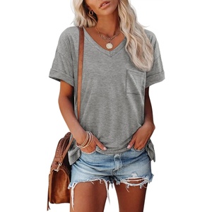 image:imageATHMILE Womens T Shirts Short Sleeve V Neck Summer Tops Basic Tees  Lightweight Breathable Casual Sorf Plus Size Spring Summer Tops ClothesLight Gray