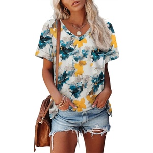 image:imageATHMILE Womens T Shirts Short Sleeve V Neck Summer Tops Basic Tees  Lightweight Breathable Casual Sorf Plus Size Spring Summer Tops ClothesMulti Teal