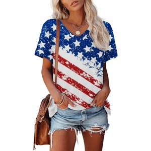 image:imageATHMILE Womens T Shirts Short Sleeve V Neck Summer Tops Basic Tees  Lightweight Breathable Casual Sorf Plus Size Spring Summer Tops ClothesUsa Flag