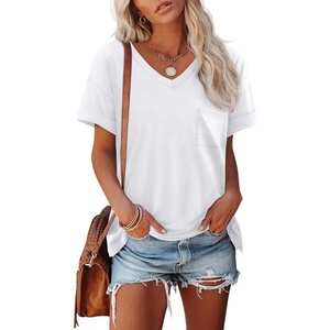 image:imageATHMILE Womens T Shirts Short Sleeve V Neck Summer Tops Basic Tees  Lightweight Breathable Casual Sorf Plus Size Spring Summer Tops ClothesWhite1