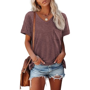 image:imageATHMILE Womens T Shirts Short Sleeve V Neck Summer Tops Basic Tees  Lightweight Breathable Casual Sorf Plus Size Spring Summer Tops ClothesWine Red