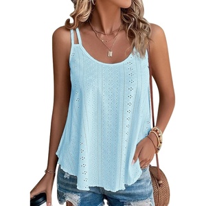 image:imageATHMILE Womens Tank Tops Sleeveless Summer Top Spaghetti Strap  Flowy Boho ClothesLoose Spring Shirt Loose FitBeach Vacation Camisole EyeletBlue