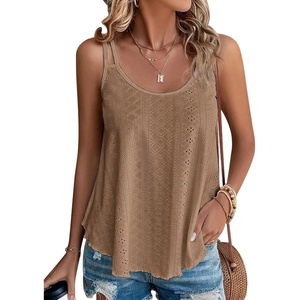 image:imageATHMILE Womens Tank Tops Sleeveless Summer Top Spaghetti Strap  Flowy Boho ClothesLoose Spring Shirt Loose FitBeach Vacation Camisole EyeletBrown