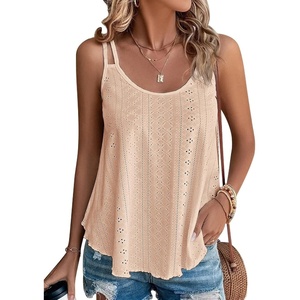 image:imageATHMILE Womens Tank Tops Sleeveless Summer Top Spaghetti Strap  Flowy Boho ClothesLoose Spring Shirt Loose FitBeach Vacation Camisole EyeletCoral