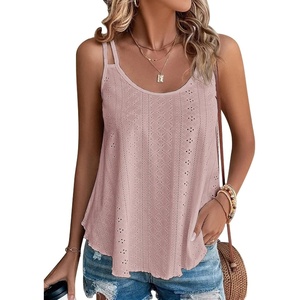 image:imageATHMILE Womens Tank Tops Sleeveless Summer Top Spaghetti Strap  Flowy Boho ClothesLoose Spring Shirt Loose FitBeach Vacation Camisole EyeletDark Pink