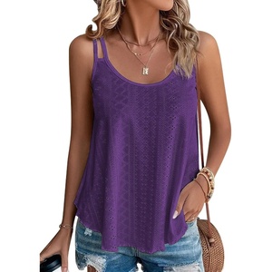 image:imageATHMILE Womens Tank Tops Sleeveless Summer Top Spaghetti Strap  Flowy Boho ClothesLoose Spring Shirt Loose FitBeach Vacation Camisole EyeletDark Purple