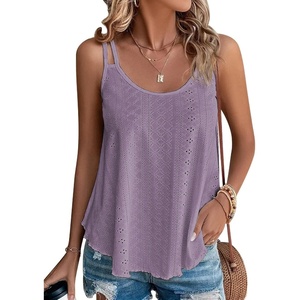 image:imageATHMILE Womens Tank Tops Sleeveless Summer Top Spaghetti Strap  Flowy Boho ClothesLoose Spring Shirt Loose FitBeach Vacation Camisole EyeletGrey Purple