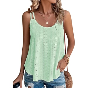 image:imageATHMILE Womens Tank Tops Sleeveless Summer Top Spaghetti Strap  Flowy Boho ClothesLoose Spring Shirt Loose FitBeach Vacation Camisole EyeletMint Green