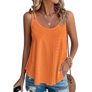 image:imageATHMILE Womens Tank Tops Sleeveless Summer Top Spaghetti Strap  Flowy Boho ClothesLoose Spring Shirt Loose FitBeach Vacation Camisole EyeletOrange