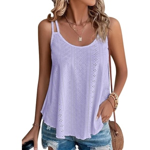 image:imageATHMILE Womens Tank Tops Sleeveless Summer Top Spaghetti Strap  Flowy Boho ClothesLoose Spring Shirt Loose FitBeach Vacation Camisole EyeletPurple