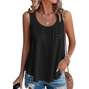 image:imageATHMILE Womens Tank Tops Sleeveless Summer Top Spaghetti Strap  Flowy Boho ClothesLoose Spring Shirt Loose FitBeach Vacation Camisole EyeletZblack