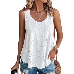image:imageATHMILE Womens Tank Tops Sleeveless Summer Top Spaghetti Strap  Flowy Boho ClothesLoose Spring Shirt Loose FitBeach Vacation Camisole EyeletZwhite