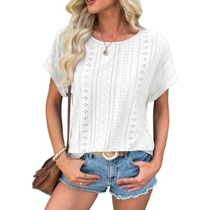 image:imageATHMILE Womens Tunics Loose Fit Dressy Blouses Summer Short Sleeve Tops with Curved Hem Beach Vacation Clothes for WomenWhite