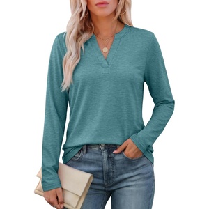 image:imageATHMILE Womens V Neck 34 Sleeve T Shirts Spring Summer Tops Tunic Casual Tees Henley Beach Vacation Basic Fashion ClothesLongteal Green