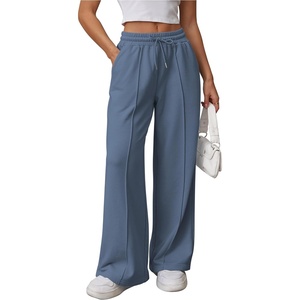 image:imageATHMILE Womens Wide Leg Sweatpants High Waisted Baggy Teen Girl Pants  Fall Fashion Winter Clothes Lounge Travel Joggers With PocketsGrey Blue