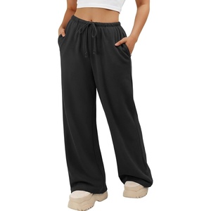 image:imageATHMILE Womens Wide Leg Sweatpants with Pockets  Fall Fashion Lounge Travel PantsLow Waist Streetwear DrawstringBaggy Teen Girl JoggerBlack