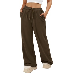 image:imageATHMILE Womens Wide Leg Sweatpants with Pockets  Fall Fashion Lounge Travel PantsLow Waist Streetwear DrawstringBaggy Teen Girl JoggerCoffee