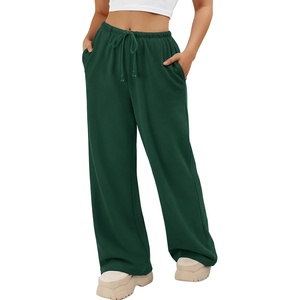 image:imageATHMILE Womens Wide Leg Sweatpants with Pockets  Fall Fashion Lounge Travel PantsLow Waist Streetwear DrawstringBaggy Teen Girl JoggerDark Green