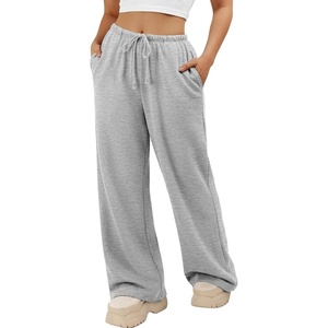 image:imageATHMILE Womens Wide Leg Sweatpants with Pockets  Fall Fashion Lounge Travel PantsLow Waist Streetwear DrawstringBaggy Teen Girl JoggerGrey
