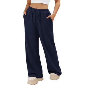 image:imageATHMILE Womens Wide Leg Sweatpants with Pockets  Fall Fashion Lounge Travel PantsLow Waist Streetwear DrawstringBaggy Teen Girl JoggerNavy
