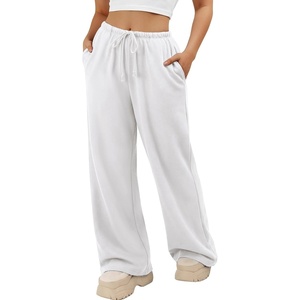image:imageATHMILE Womens Wide Leg Sweatpants with Pockets  Fall Fashion Lounge Travel PantsLow Waist Streetwear DrawstringBaggy Teen Girl JoggerWhite
