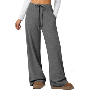 image:imageSweatpants Women Fall Outfits Wide Leg Baggy Pants HighWaisted Drawstring Sweat Pants Fashion Joggers with PocketBlack