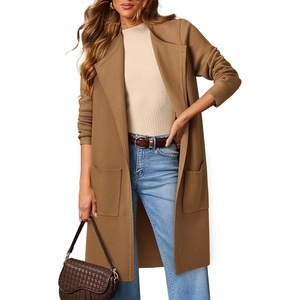 image:imageWomens Fall Sweater Open Front Knit Lightweight Cardigan Casual Long Coatigan Lady Jacket Coat Winter Outerwear 2026Light Brown