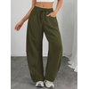 image:imageATHMILE Barrel Sweatpants Women Wide Leg Baggy Lounge Casual Pants  Cotton Fall Winter Teen Girl Fashion Comfy Flowy with PocketAarmy Green