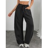 image:imageATHMILE Barrel Sweatpants Women Wide Leg Baggy Lounge Casual Pants  Cotton Fall Winter Teen Girl Fashion Comfy Flowy with PocketAblack