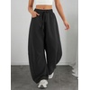 image:imageATHMILE Barrel Sweatpants Women Wide Leg Baggy Lounge Casual Pants  Cotton Fall Winter Teen Girl Fashion Comfy Flowy with PocketAblack