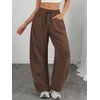 image:imageATHMILE Barrel Sweatpants Women Wide Leg Baggy Lounge Casual Pants  Cotton Fall Winter Teen Girl Fashion Comfy Flowy with PocketAcoffee