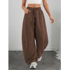 image:imageATHMILE Barrel Sweatpants Women Wide Leg Baggy Lounge Casual Pants  Cotton Fall Winter Teen Girl Fashion Comfy Flowy with PocketAcoffee