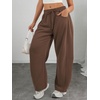 image:imageATHMILE Barrel Sweatpants Women Wide Leg Baggy Lounge Casual Pants  Cotton Fall Winter Teen Girl Fashion Comfy Flowy with PocketAcoffee