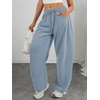 image:imageATHMILE Barrel Sweatpants Women Wide Leg Baggy Lounge Casual Pants  Cotton Fall Winter Teen Girl Fashion Comfy Flowy with PocketAdusty Blue