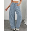 image:imageATHMILE Barrel Sweatpants Women Wide Leg Baggy Lounge Casual Pants  Cotton Fall Winter Teen Girl Fashion Comfy Flowy with PocketAdusty Blue