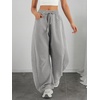 image:imageATHMILE Barrel Sweatpants Women Wide Leg Baggy Lounge Casual Pants  Cotton Fall Winter Teen Girl Fashion Comfy Flowy with PocketAgrey