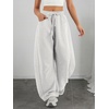 image:imageATHMILE Barrel Sweatpants Women Wide Leg Baggy Lounge Casual Pants  Cotton Fall Winter Teen Girl Fashion Comfy Flowy with PocketAheather White