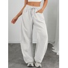 image:imageATHMILE Barrel Sweatpants Women Wide Leg Baggy Lounge Casual Pants  Cotton Fall Winter Teen Girl Fashion Comfy Flowy with PocketAheather White