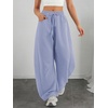 image:imageATHMILE Barrel Sweatpants Women Wide Leg Baggy Lounge Casual Pants  Cotton Fall Winter Teen Girl Fashion Comfy Flowy with PocketAlight Blue
