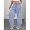 image:imageATHMILE Barrel Sweatpants Women Wide Leg Baggy Lounge Casual Pants  Cotton Fall Winter Teen Girl Fashion Comfy Flowy with PocketAlight Blue